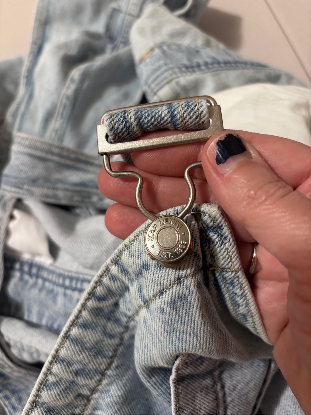 GAP Y2K Baggy Overalls Size Large Light Indigo UltraSoft Denim Jeans Streetwear - Picture 16 of 16